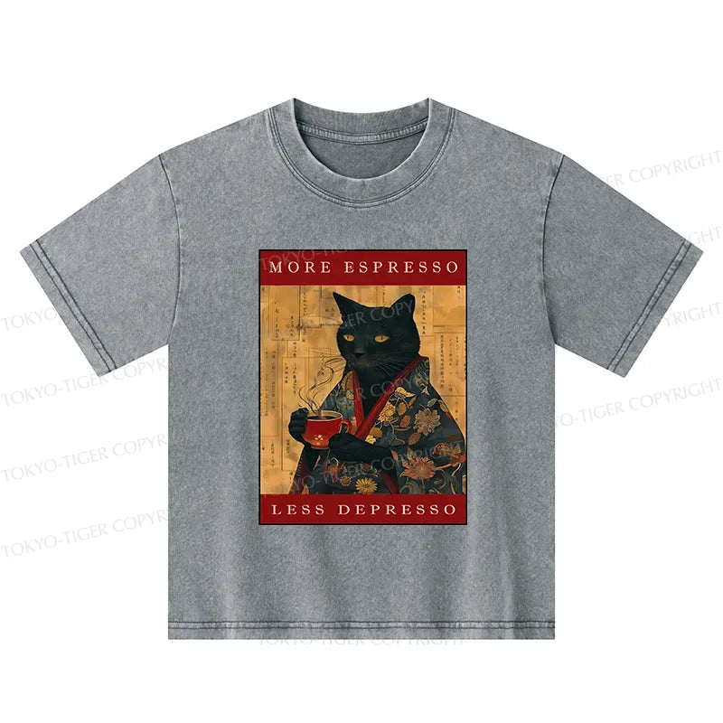 Vintage Kyoto Design Cat T-Shirt for Kids