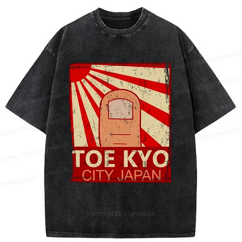 Kyoto-Lion Toe Kyo Funny Washed T-Shirt