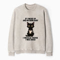 Kyoto-Lion Funny Cute Black Cat And Coffee Meme Washed Terry Sweatshirt