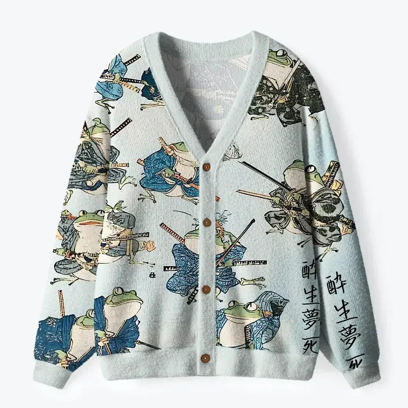 Japanese Samurai Frog Cardigan for Gift