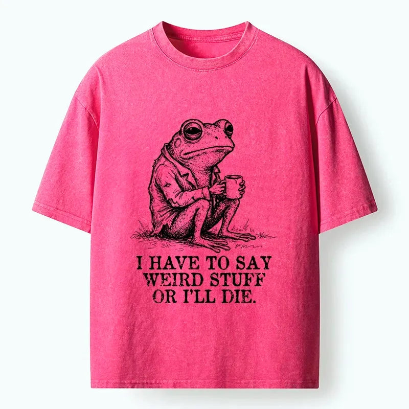 Kyoto-Lion Frog In Suit Drinking Coffee Washed T-Shirt