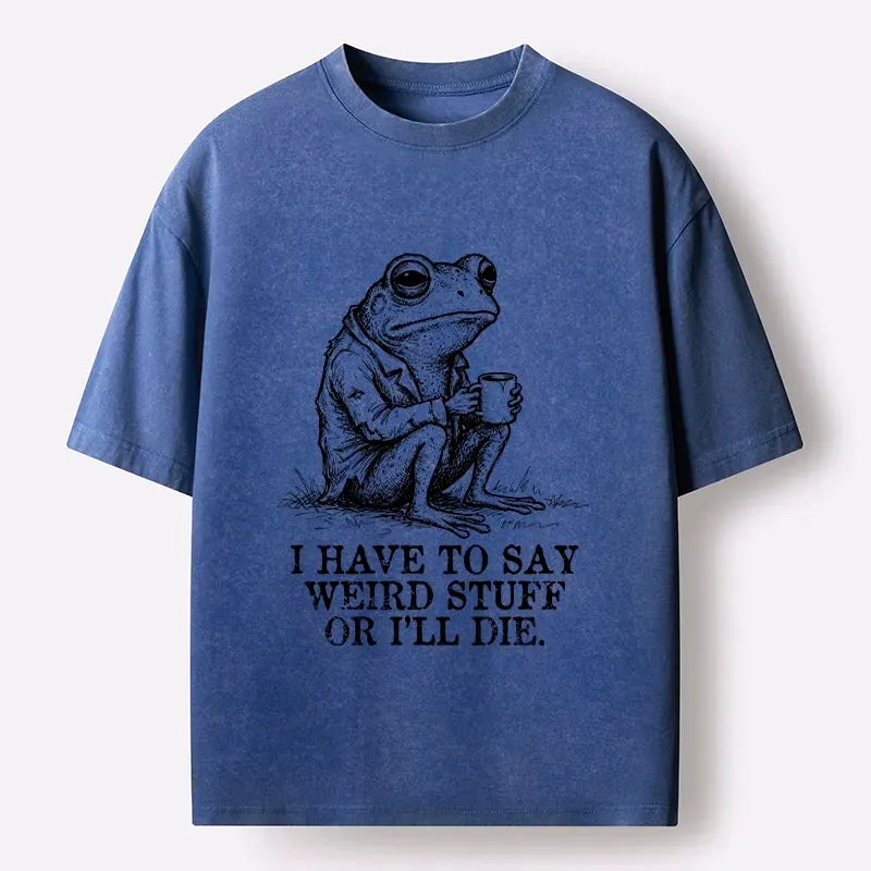 Kyoto-Lion Frog In Suit Drinking Coffee Washed T-Shirt