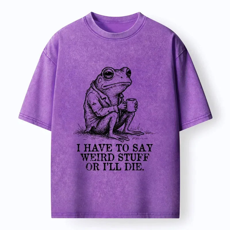 Kyoto-Lion Frog In Suit Drinking Coffee Washed T-Shirt