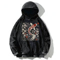 unisex washed hoodie with sakura and koi