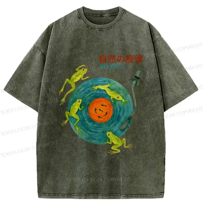 Japanese Frog Art Washed T-Shirt