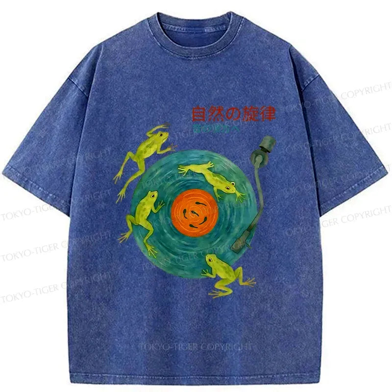 Japanese Frog Art Washed T-Shirt