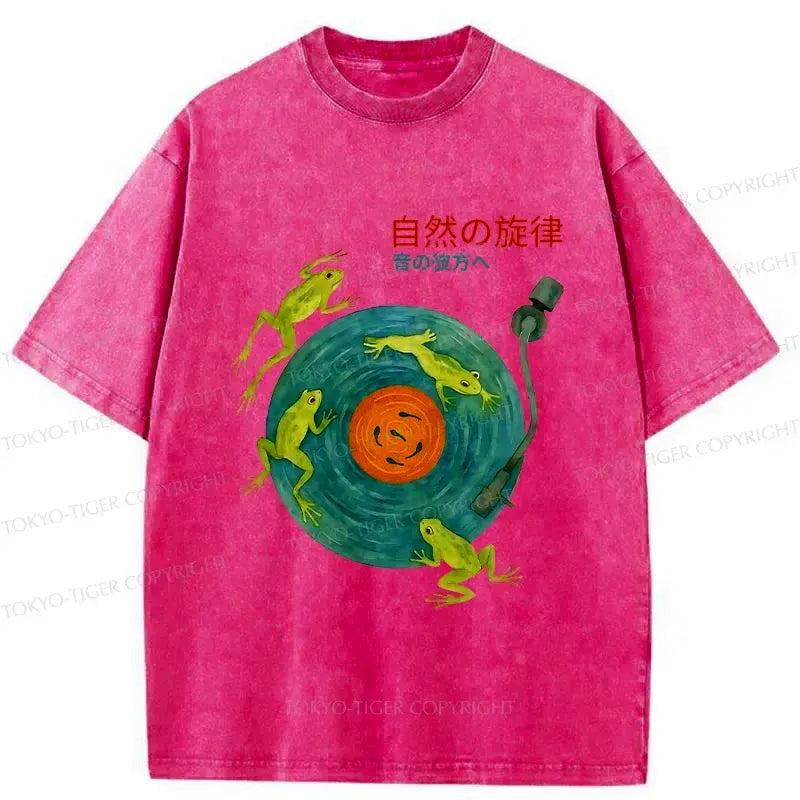 Japanese Frog Art Washed T-Shirt
