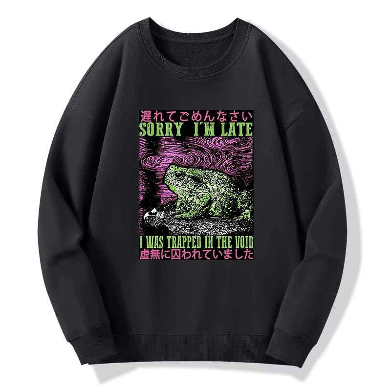 vintage japanese frog pullover hoodie