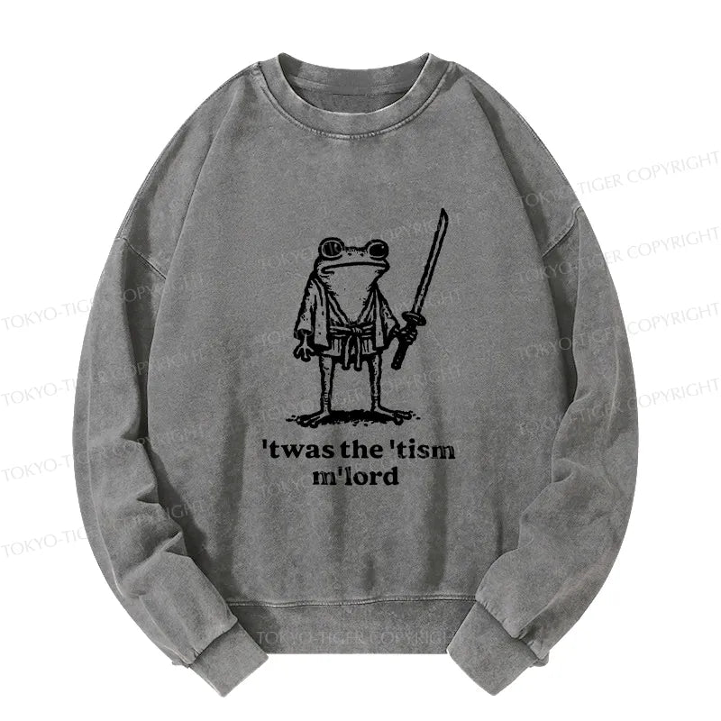 Kyoto-Lion Focused Samurai Frog Washed Sweatshirt