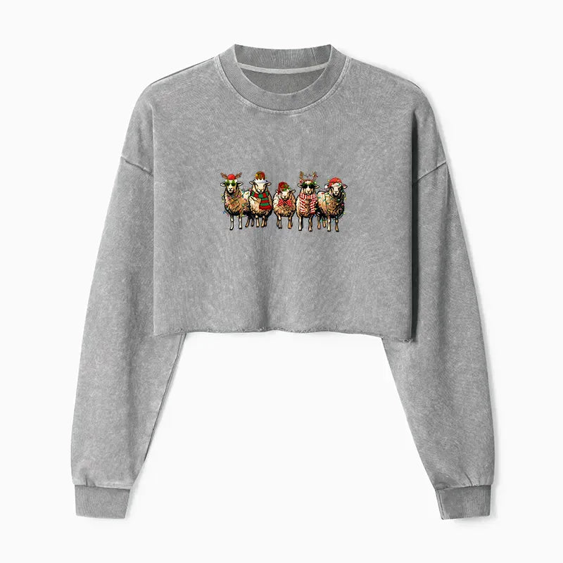 Japanese washed crop sweatshirt for women