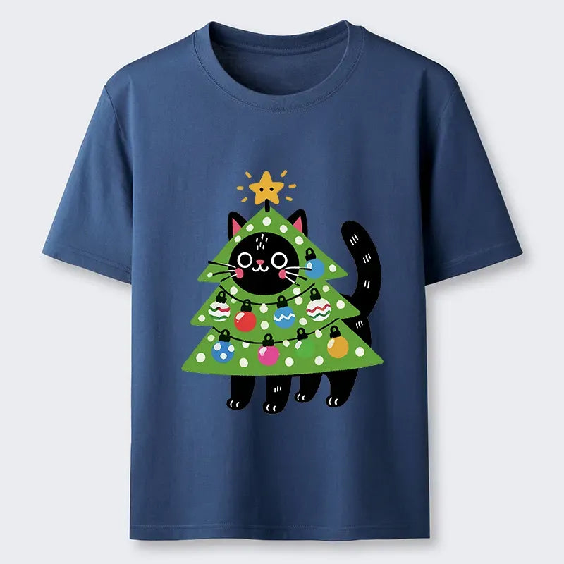 Kyoto-Lion Christmas cat t-shirt for holiday