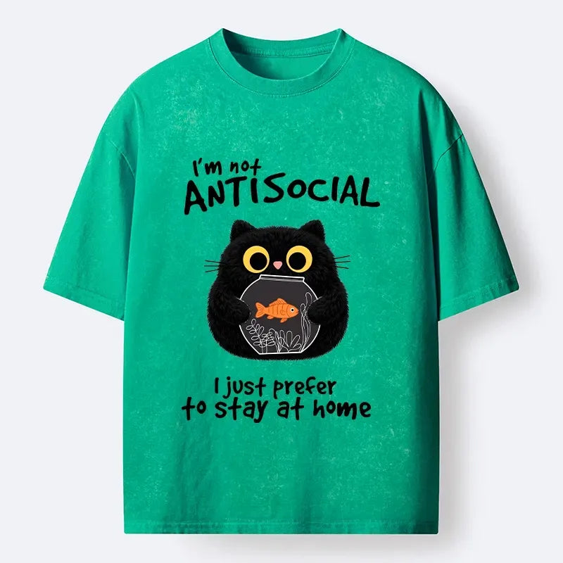 Tokyo?Tiger Meme Anti Social Cat Washed T?-Shirt