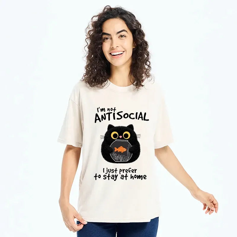 Tokyo?Tiger Meme Anti Social Cat Washed T?-Shirt