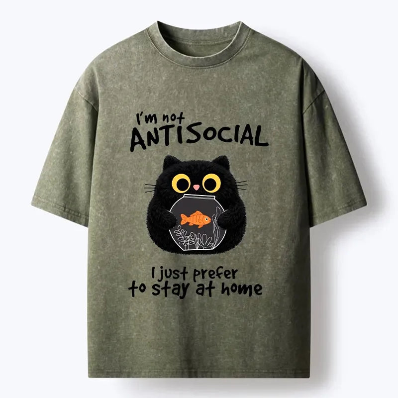 Tokyo?Tiger Meme Anti Social Cat Washed T?-Shirt