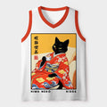 Kyoto-Lion Kimono Cat and Tea Mesh Tank Top