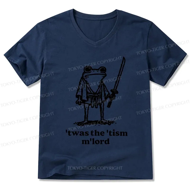Kyoto-Lion Focused Samurai Frog V-Neck Classic T-Shirt