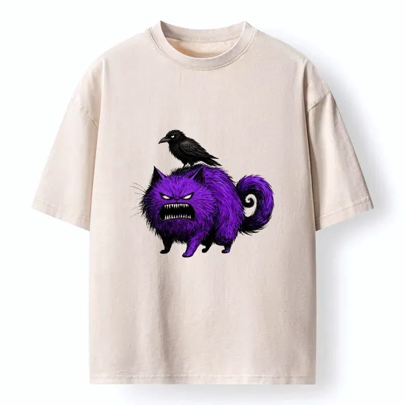 Spooky Purple Cat T-Shirt for Daily Wear
