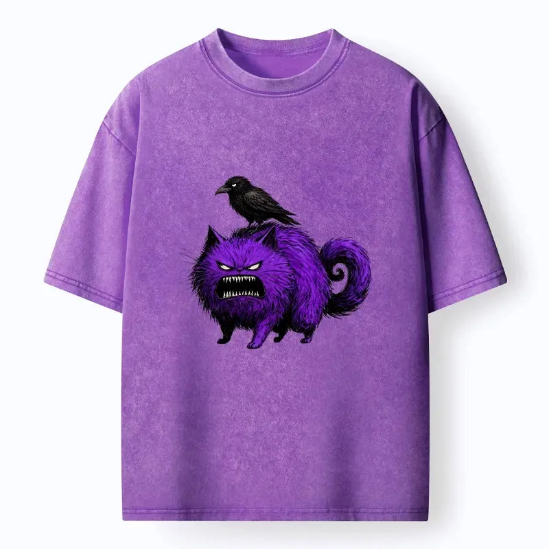 Japanese Washed Cat T-Shirt for Streetwear