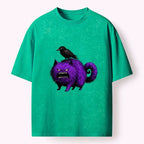 Japanese Washed Cat T-Shirt for Streetwear