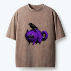 Spooky Purple Cat T-Shirt for Daily Wear