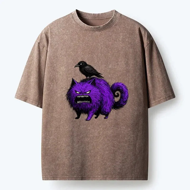 Spooky Purple Cat T-Shirt for Daily Wear