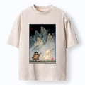 Washed Japan Folk Art Tee for Trendy Style