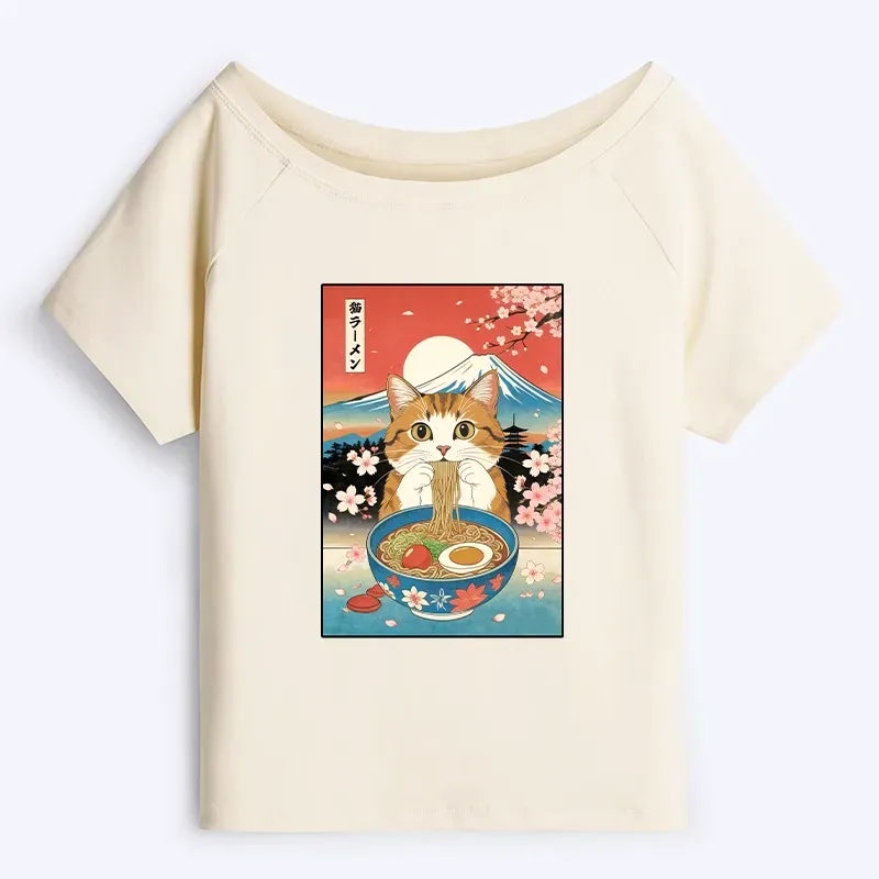 Best Seller Funny Cat Ramen T-Shirt for Women