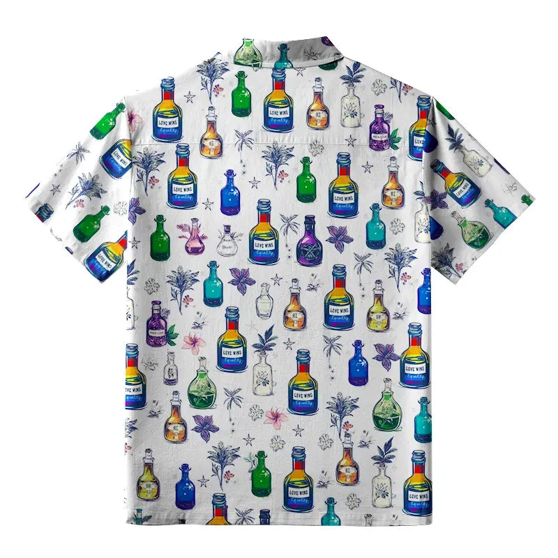Kyoto-Lion Rainbow Potion With Flowers Button-up Shirt