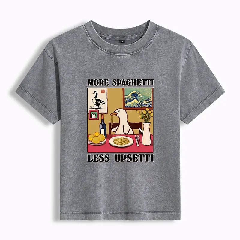 Kyoto-Lion More Spaghetti Less Upsetti Goose Women's Washed T-shirt