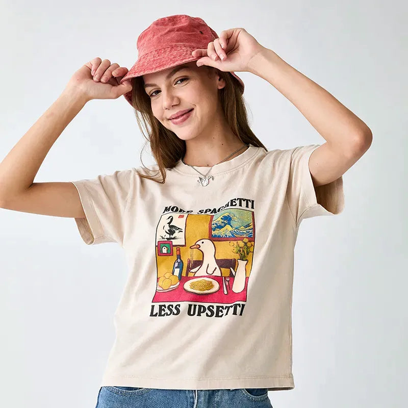 Kyoto-Lion More Spaghetti Less Upsetti Goose Women's Washed T-shirt