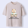 Kyoto-Lion Zen Capybara Fun Washed T-Shirt
