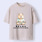 Kyoto-Lion Zen Capybara Fun Washed T-Shirt