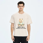 Kyoto-Lion Zen Capybara Fun Washed T-Shirt