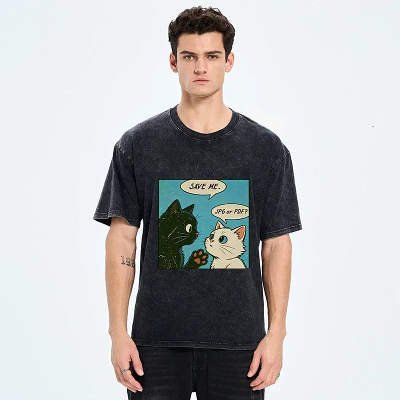 Unisex Black White Cat Office Shirt