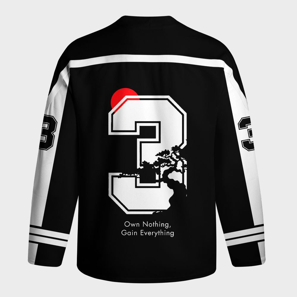Kyoto-Lion Japanese Zen Kanji Long-Sleeve Hockey Jersey
