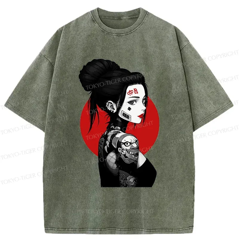 Kyoto-Lion Mechanical Woman Washed T-Shirt