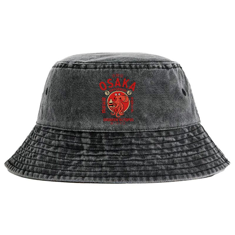 Kyoto-Lion Drunken Octopus Japan Washed Bucket Hat