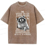 Kyoto-Lion Naughty Raccoon Japan Washed T-Shirt