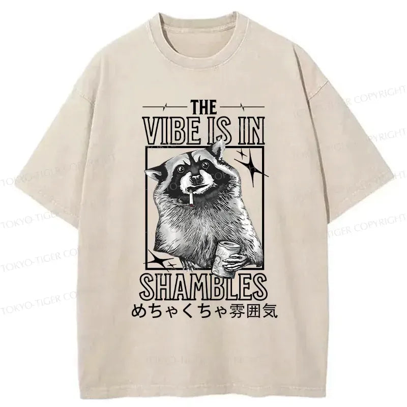Kyoto-Lion Naughty Raccoon Japan Washed T-Shirt