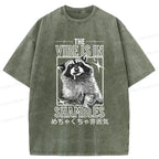 Kyoto-Lion Naughty Raccoon Japan Washed T-Shirt