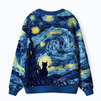 Kyoto-Lion Cat Under The Stars Ugly Cardigan Sweater
