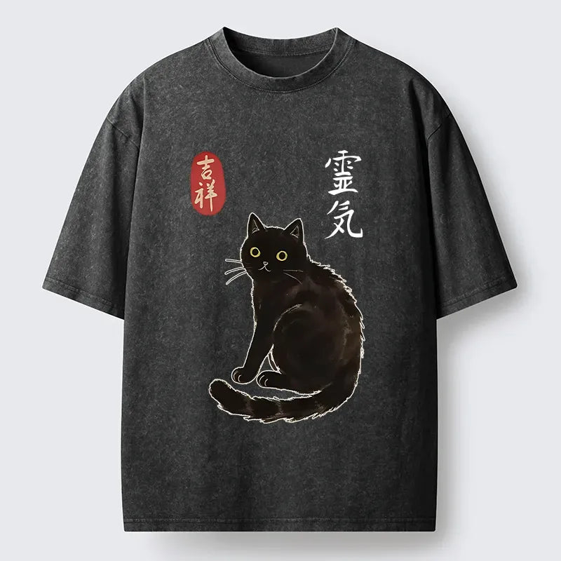 Vintage Black Cat Tee for Summer