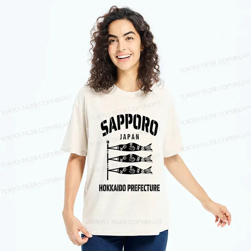 Kyoto-Lion Sapporo Carp Streamer Washed T-Shirt
