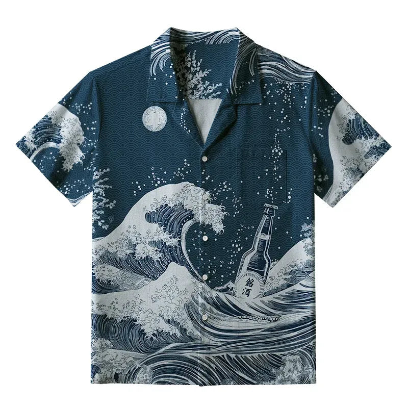 Kyoto-Lion The Great Wave Off Beer Aloha Hawaiian Shirt