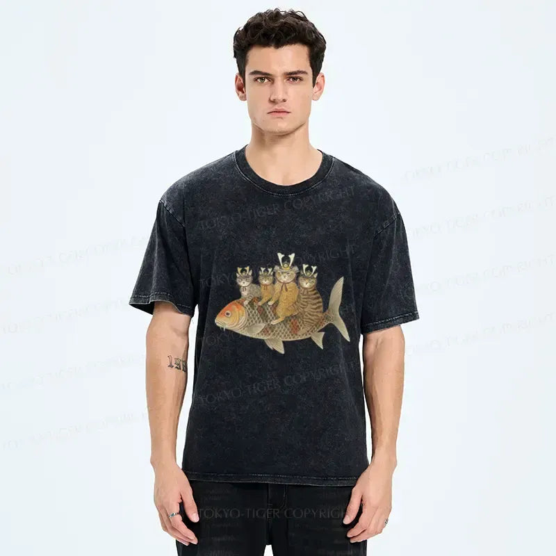 best seller samurai cat fish graphic tee