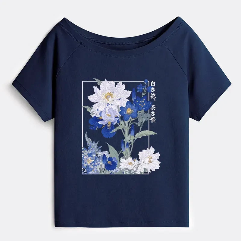 Kyoto-Lion Blossoms Of The Firmament Off Shoulder T-Shirt