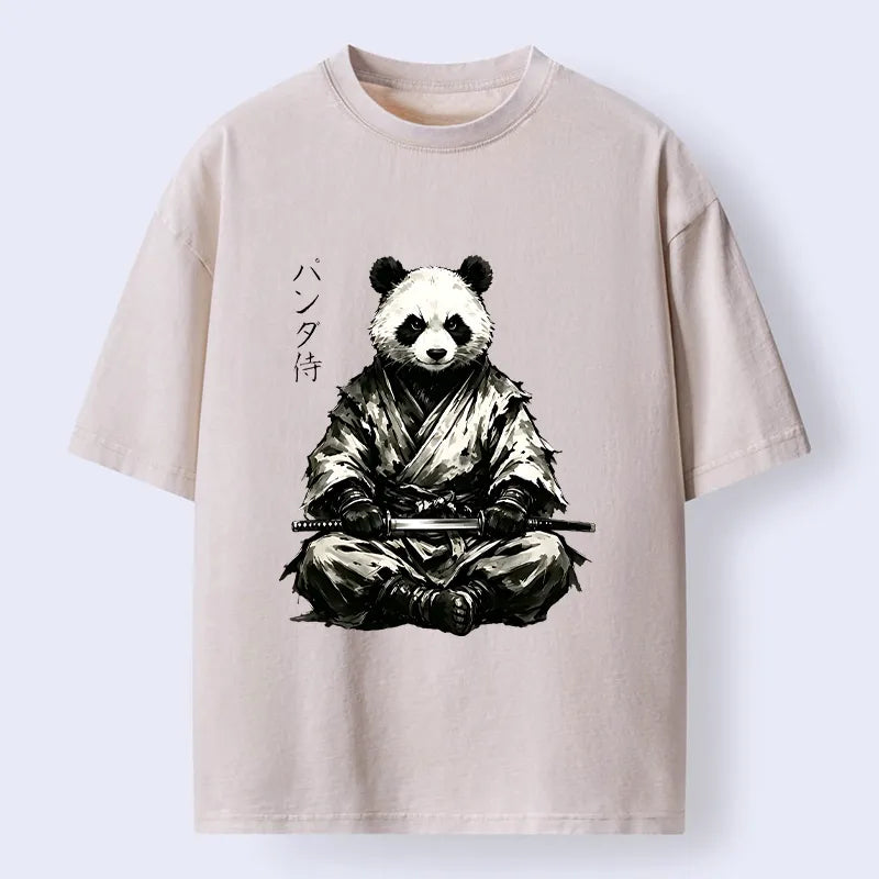 Kyoto-Lion Samurai Panda Warrior Washed T-Shirt