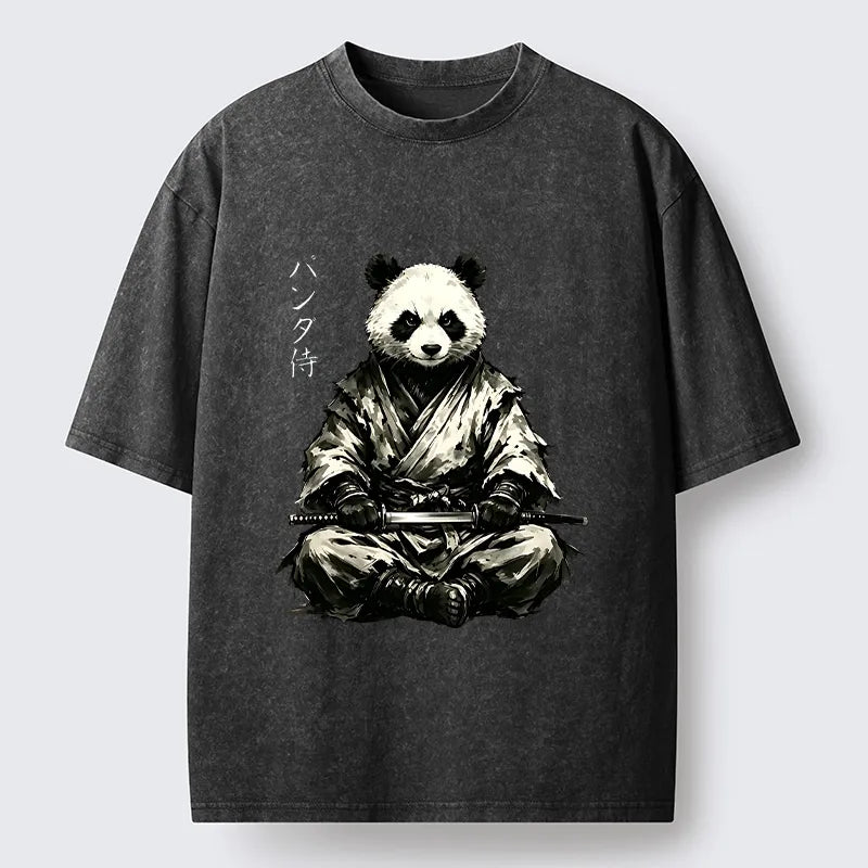 Kyoto-Lion Samurai Panda Warrior Washed T-Shirt