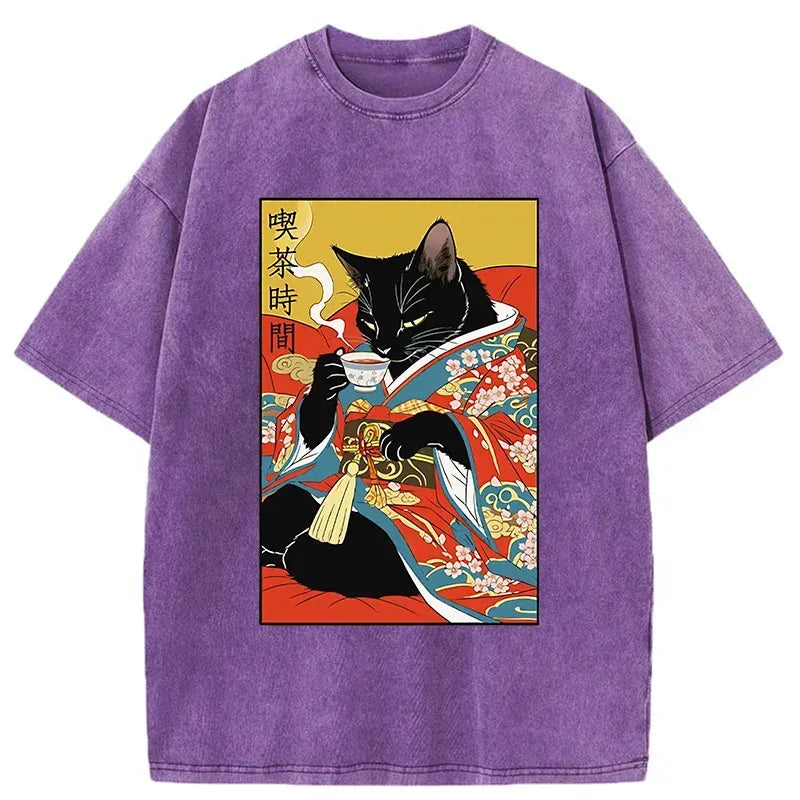 Kyoto-Lion Afternoon Tea Time Washed T-Shirt