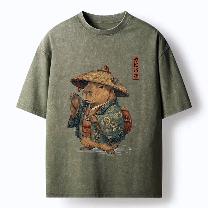 Japanese Capybara Washed T-Shirt